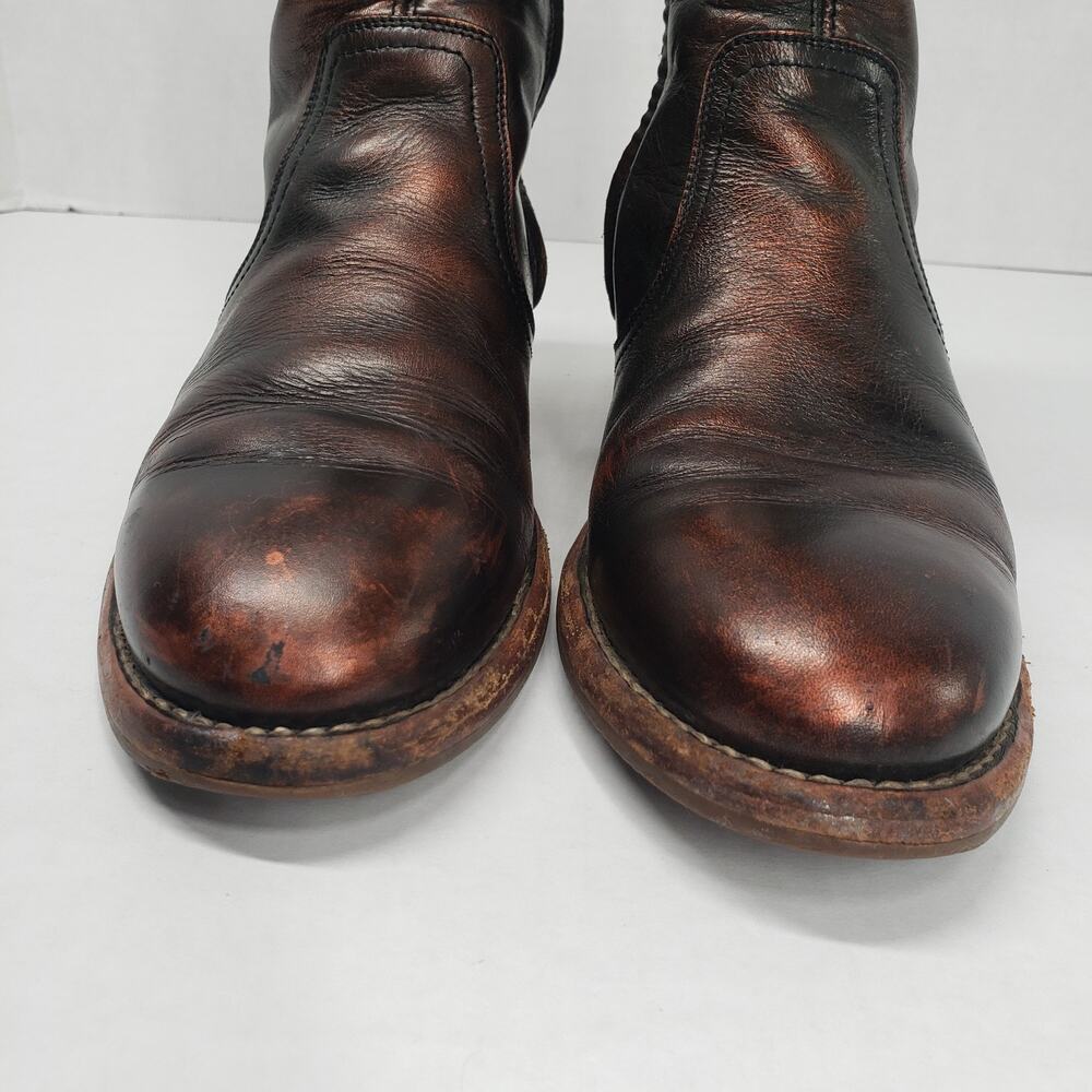 Maison Margiela Replica Campus Ankle Boots Womens 38.5 8 Brown Oil Spill Leather - Picture 10 of 16